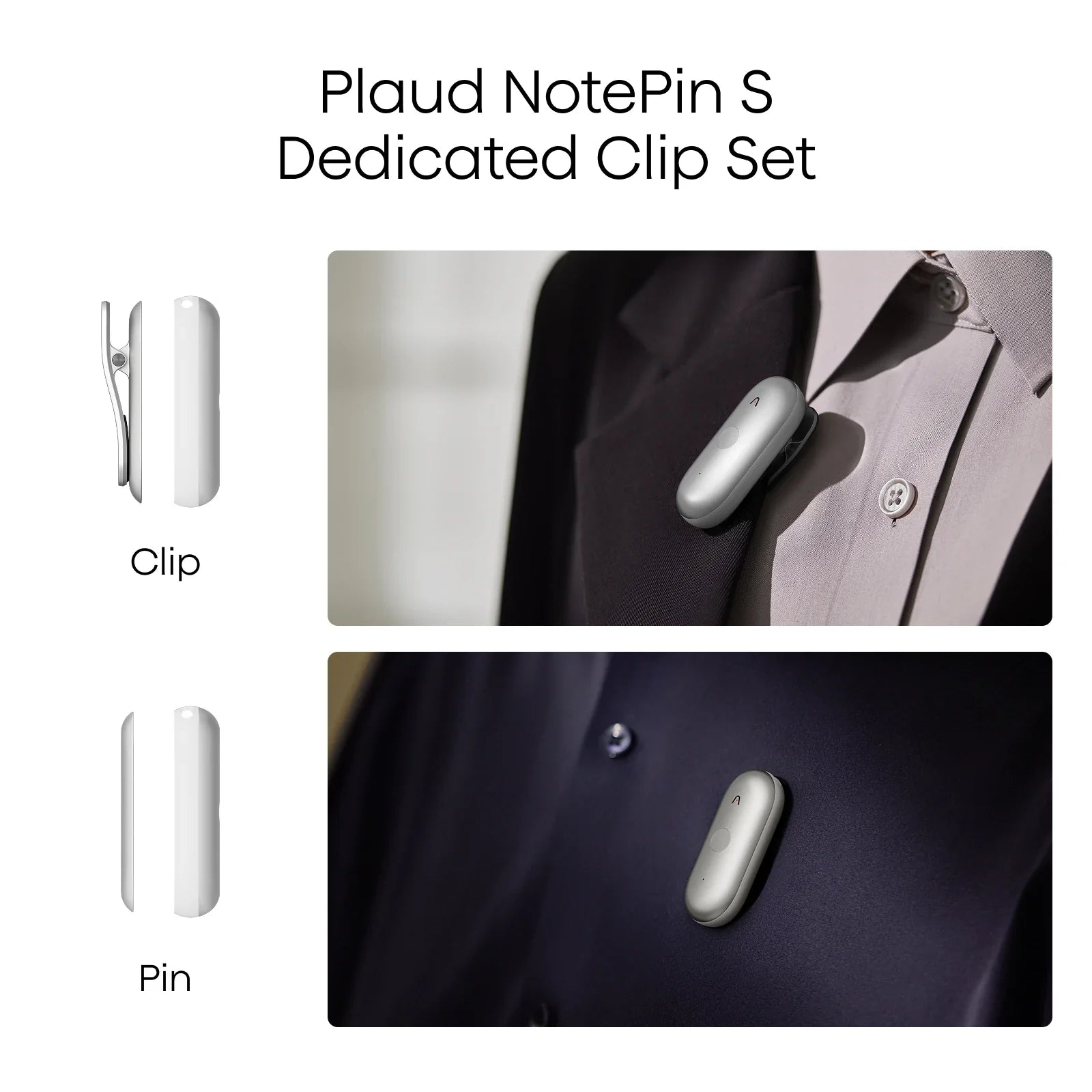 Clip & Pin magnético para Plaud NotePin S