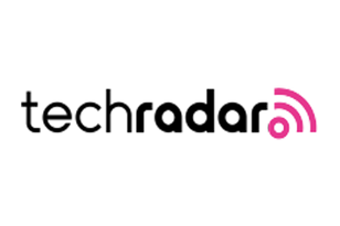 Logotipo de TechRadar con un icono de señal en color rosa sobre un fondo negro.